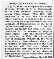 Erie Railroad Future (Susquehanna, PA)